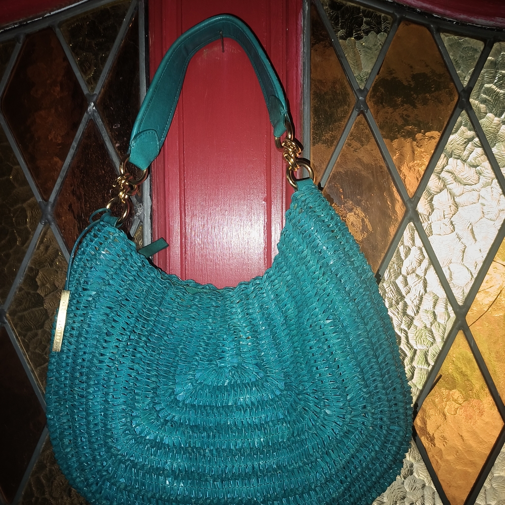 Elliott Lucca Teal Woven Hobo Bag